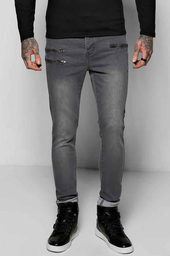 Skinny Fit Jeans With Multi Zip Detail